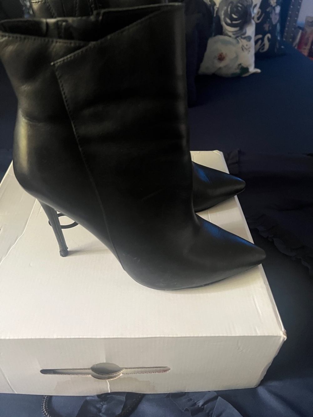 Aldo Black Pointed Toe Stiletto Ankle Boots